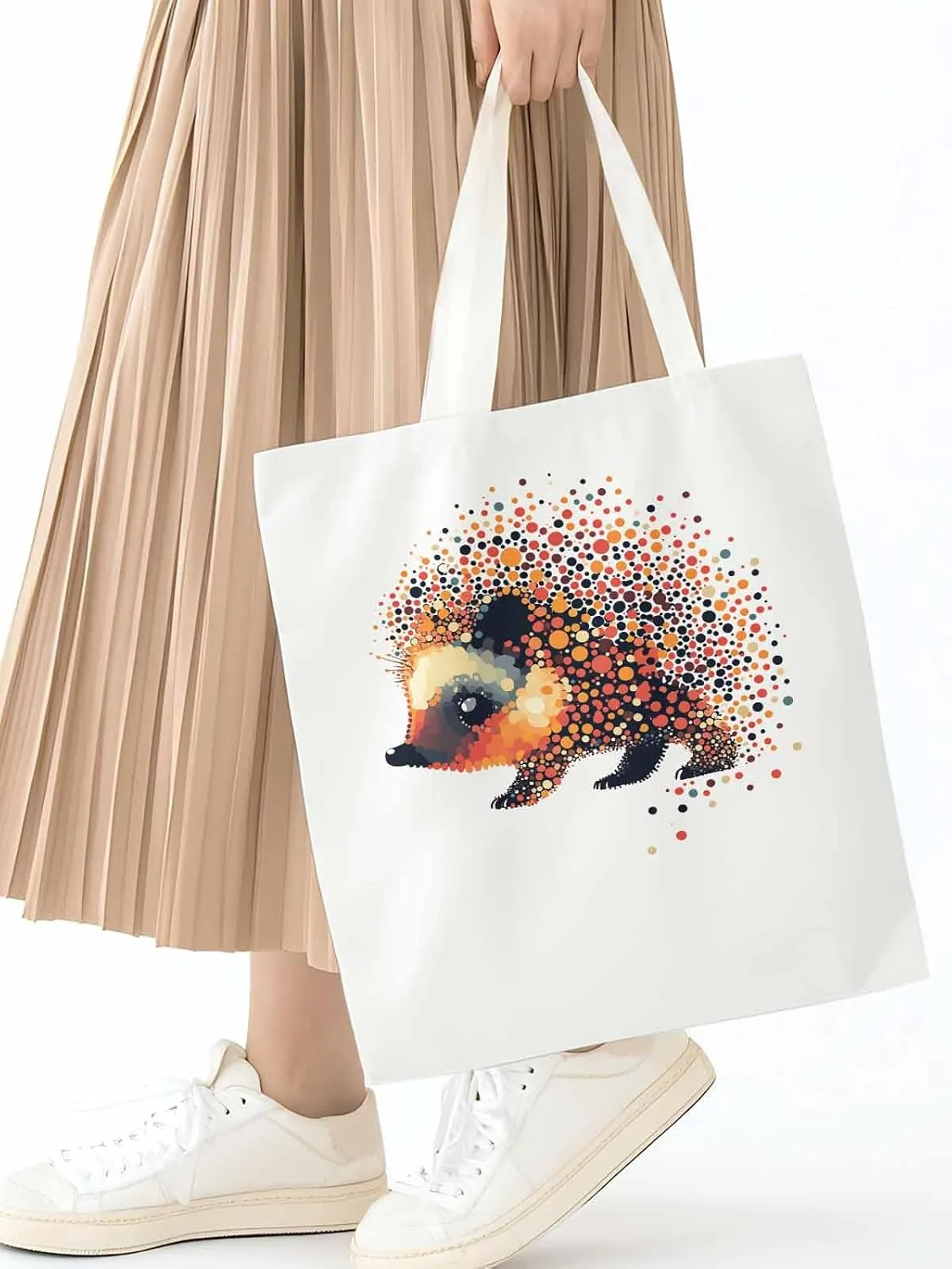 Canvas Tote Bag, Abstract Hedgehog patterned Canvas Tote Handbags for Women Shoulder Bag,