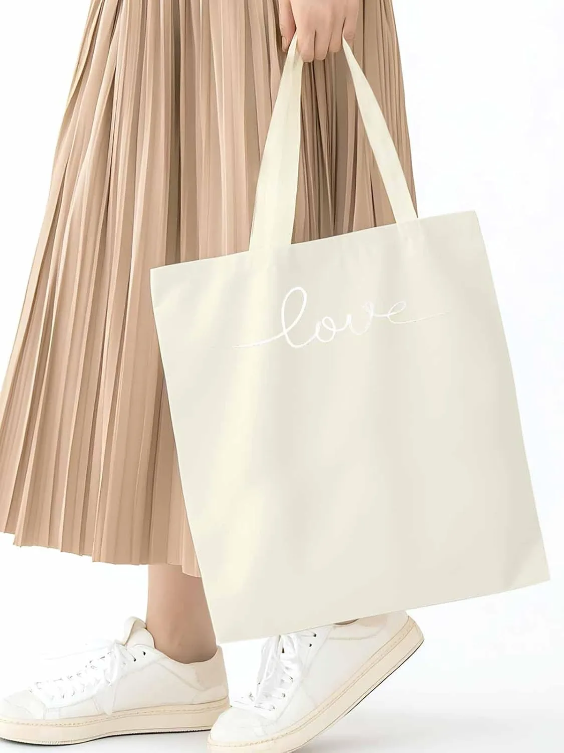 Canvas Tote Bag, Black White Love patterned Canvas Tote Handbags for Women Shoulder Bag,