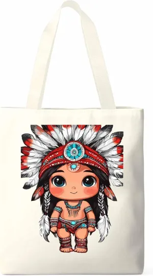 Canvas Tote Bag, Cartoon Ethnic Cute Girl patterned Canvas Tote Handbags for Women Shoulder Bag,