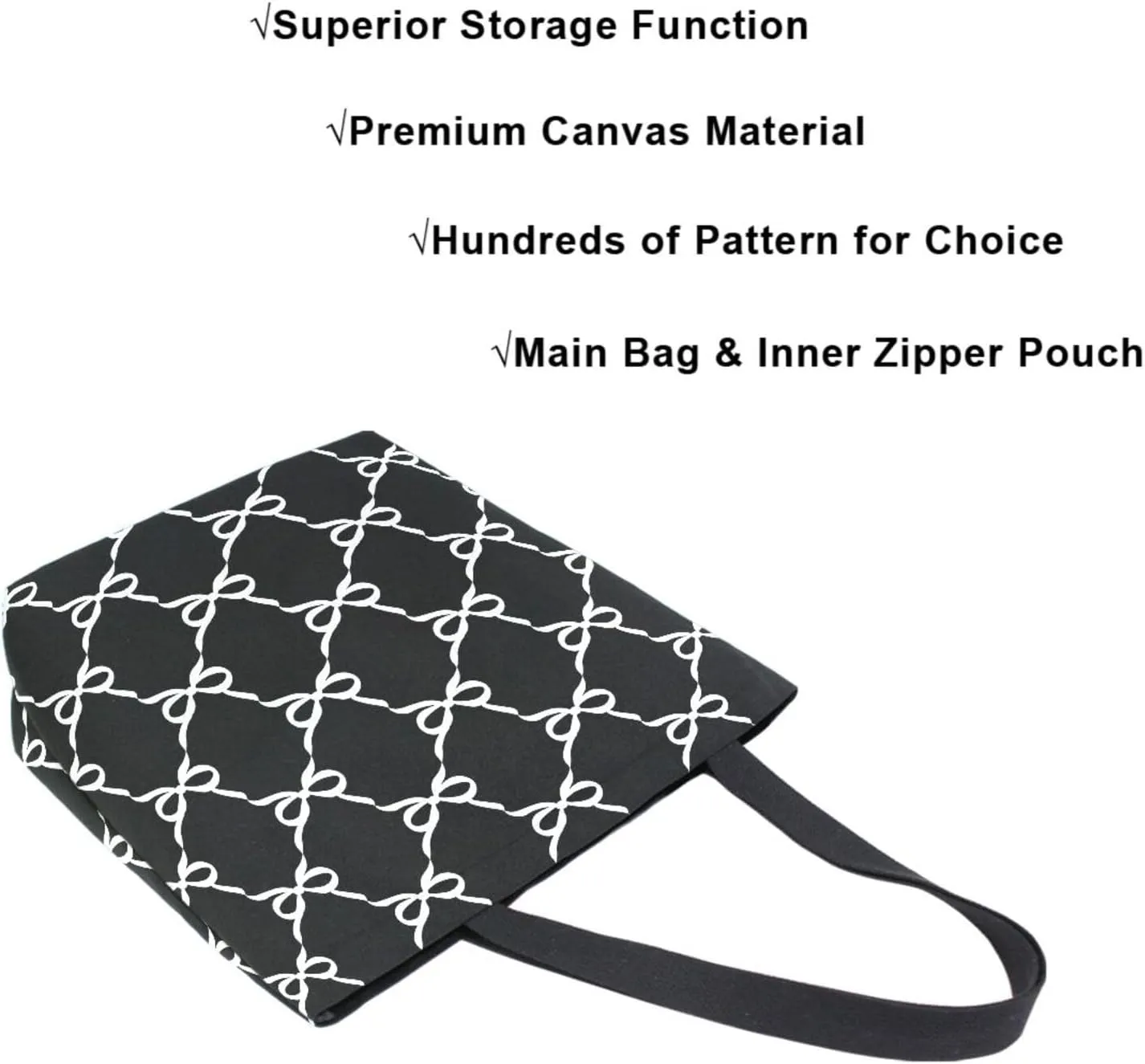 Canvas Tote Bag for Women with Zipper Pocket Reusable Grocery Shopping Bags Large Travel Shoulder Bag Handbag Bags