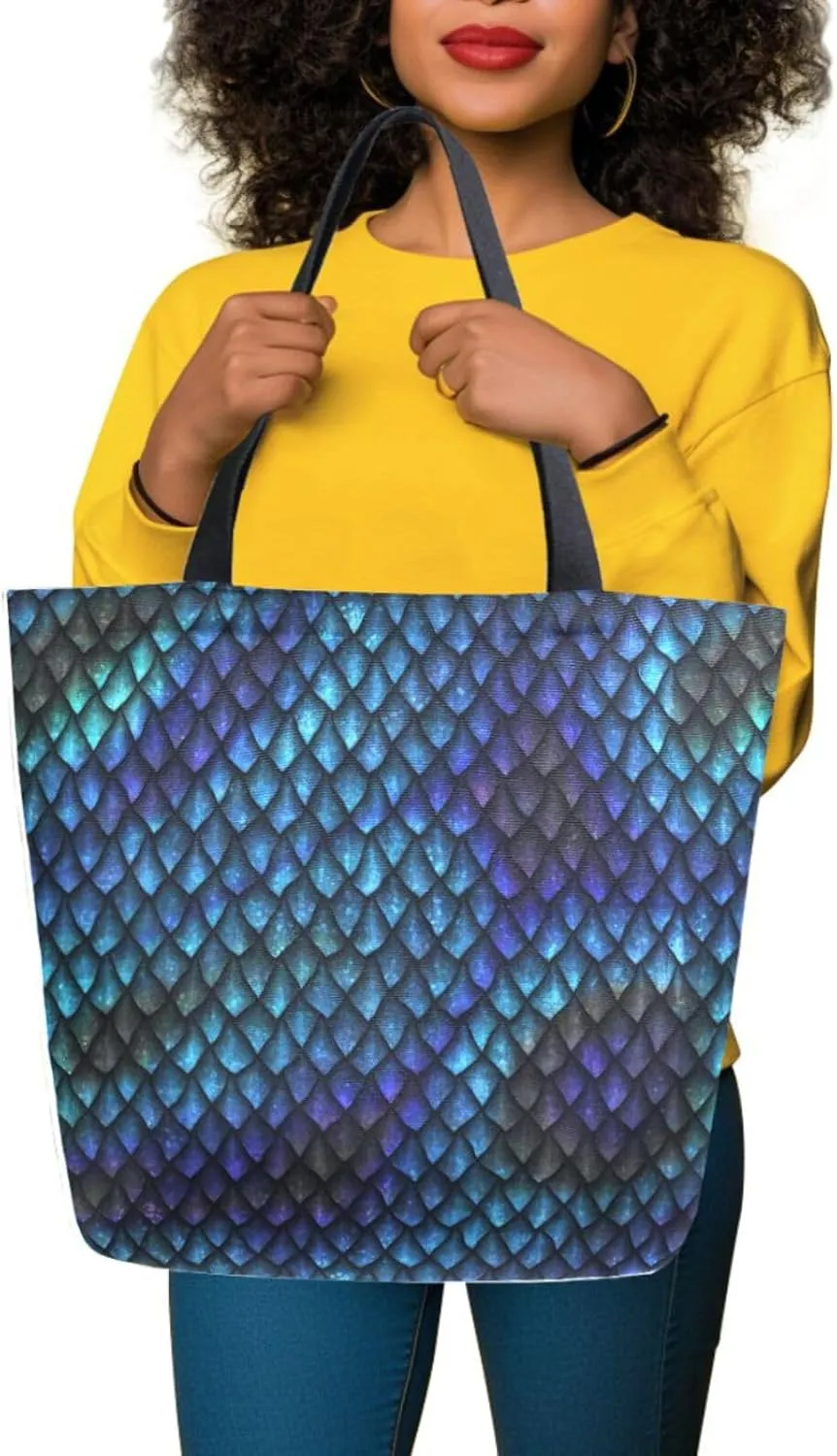 Canvas Tote Bag for Women with Zipper Pocket Reusable Grocery Shopping Bags Large Travel Shoulder Bag Handbag Bags
