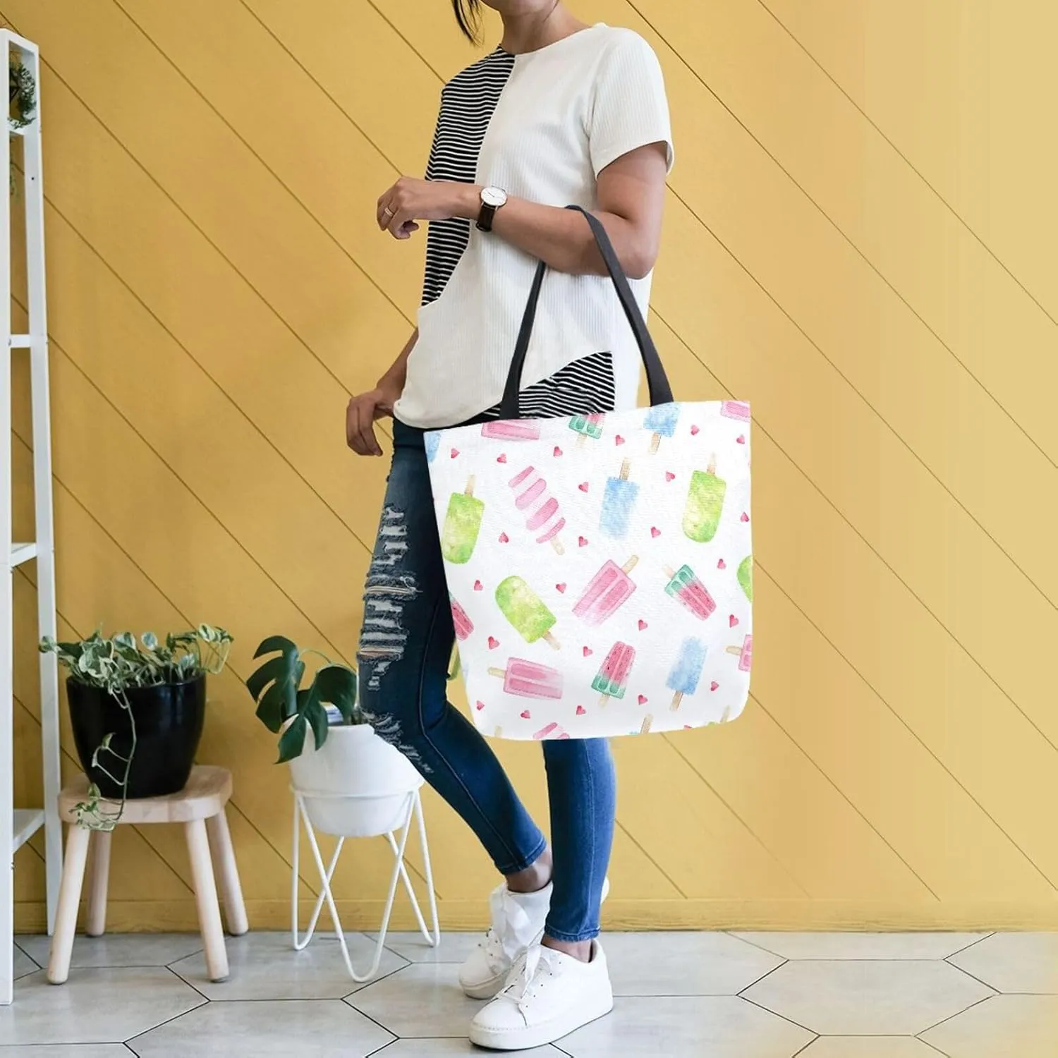 Canvas Tote Bag for Women with Zipper Pocket Reusable Grocery Shopping Bags Large Travel Shoulder Bag Handbag Bags