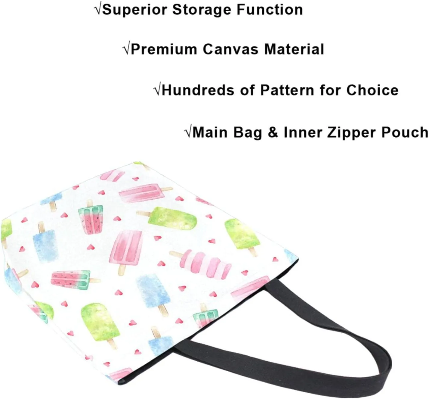 Canvas Tote Bag for Women with Zipper Pocket Reusable Grocery Shopping Bags Large Travel Shoulder Bag Handbag Bags