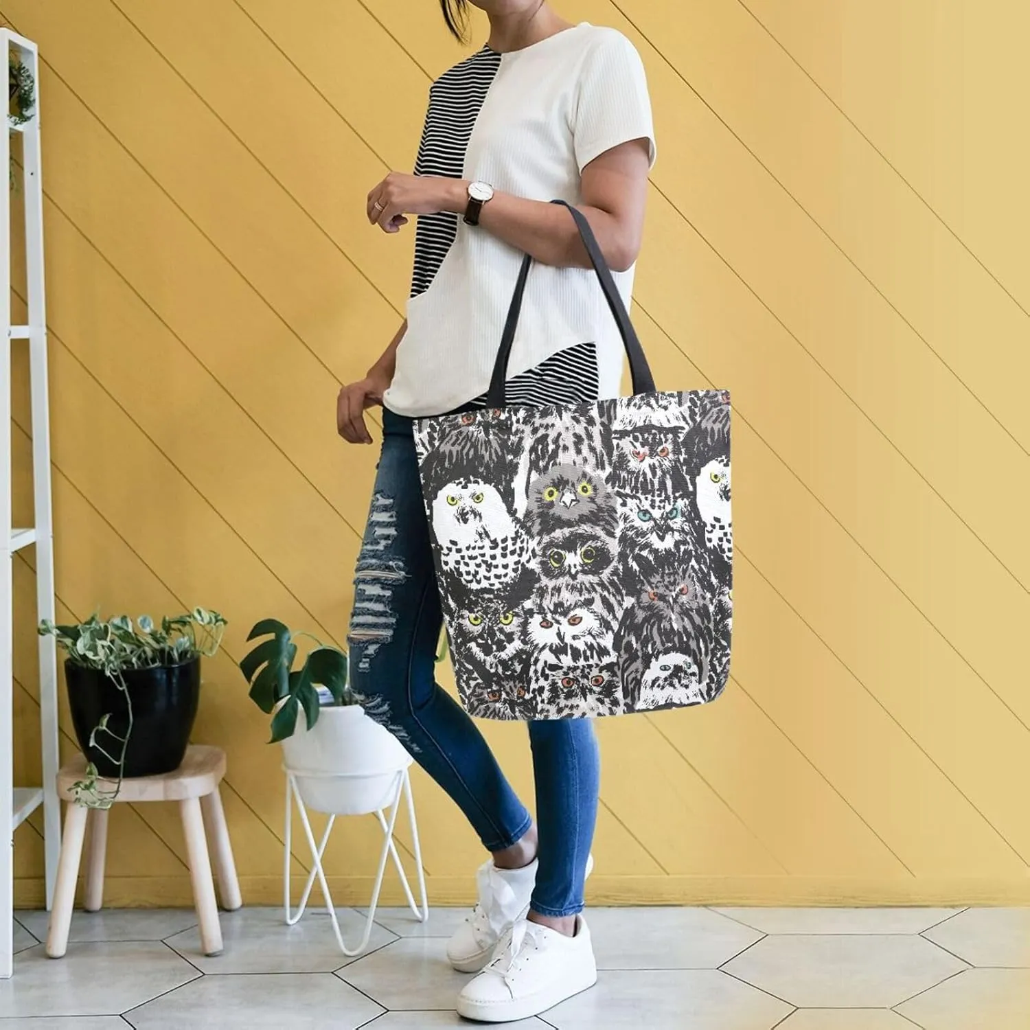 Canvas Tote Bag for Women with Zipper Pocket Reusable Grocery Shopping Bags Large Travel Shoulder Bag Handbag Bags