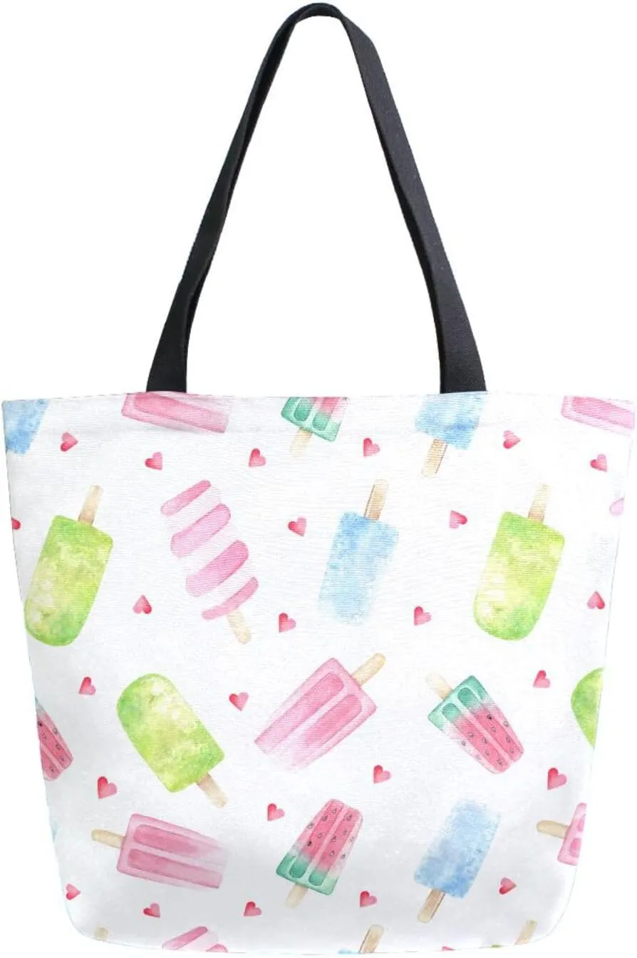 Canvas Tote Bag for Women with Zipper Pocket Reusable Grocery Shopping Bags Large Travel Shoulder Bag Handbag Bags
