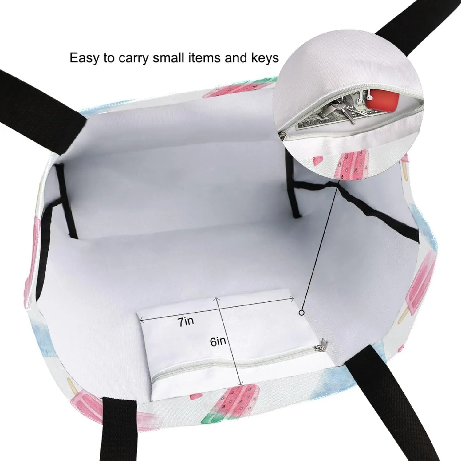 Canvas Tote Bag for Women with Zipper Pocket Reusable Grocery Shopping Bags Large Travel Shoulder Bag Handbag Bags