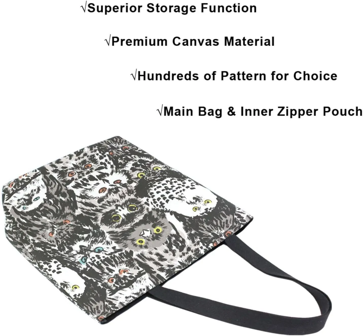 Canvas Tote Bag for Women with Zipper Pocket Reusable Grocery Shopping Bags Large Travel Shoulder Bag Handbag Bags