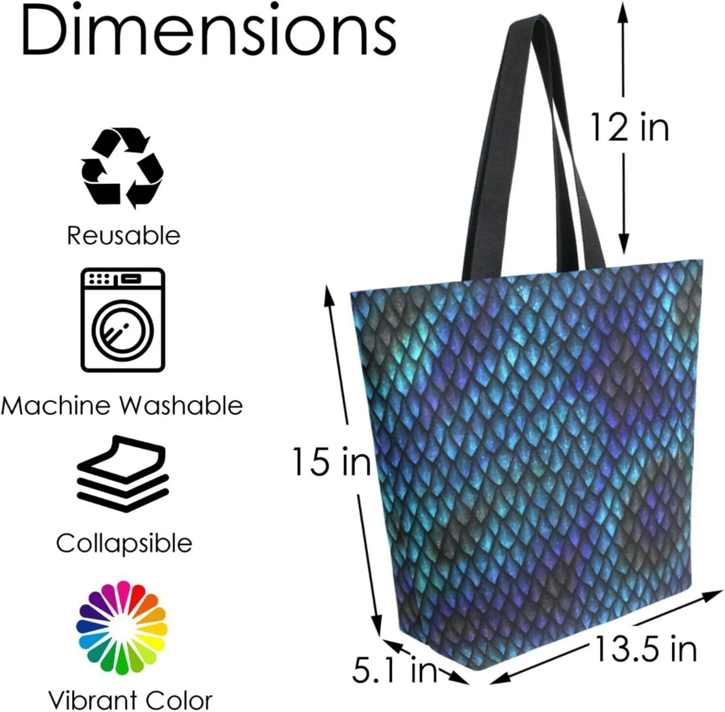Canvas Tote Bag for Women with Zipper Pocket Reusable Grocery Shopping Bags Large Travel Shoulder Bag Handbag Bags