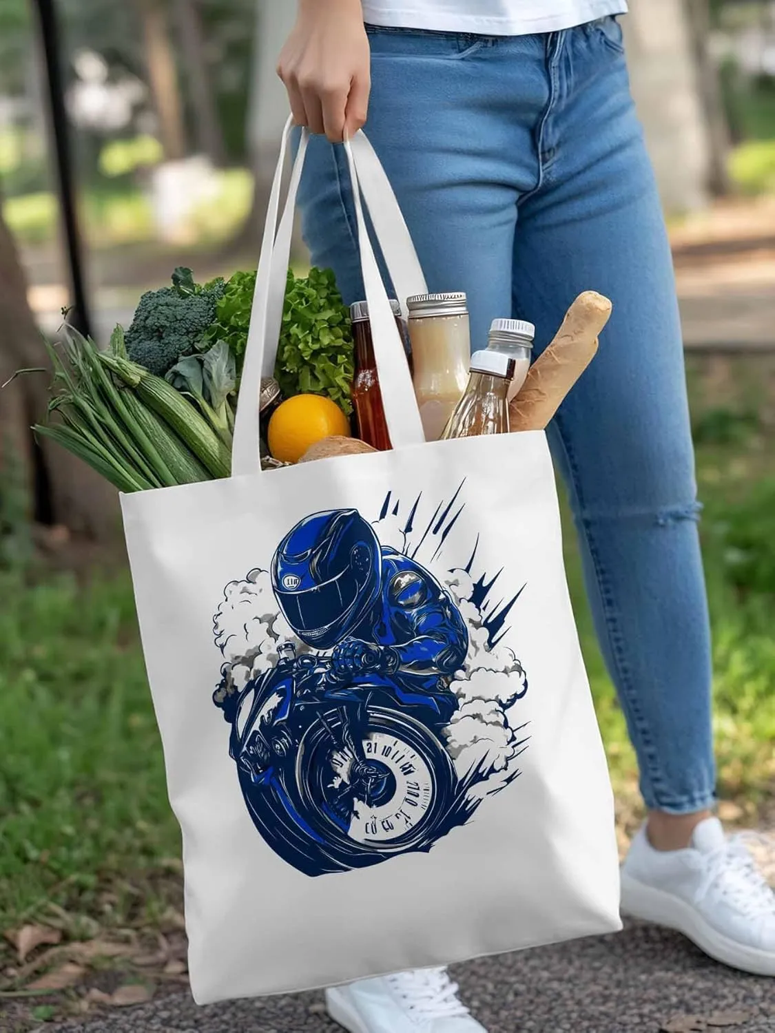 Canvas Tote Bag, Modern Locomotives Graffiti patterned Canvas Tote Handbags for Women Shoulder Bag,