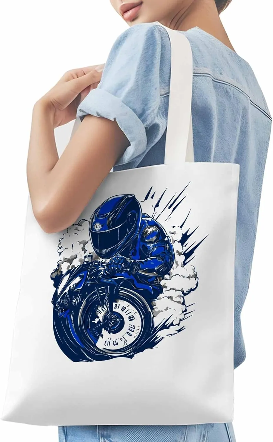 Canvas Tote Bag, Modern Locomotives Graffiti patterned Canvas Tote Handbags for Women Shoulder Bag,