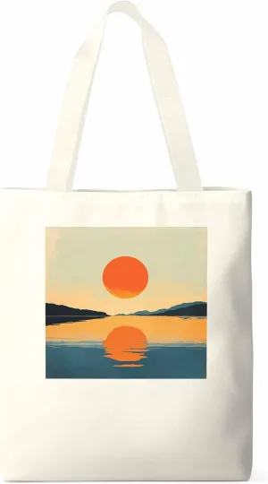 Canvas Tote Bag, Retro Sea Sun Print patterned Canvas Tote Handbags for Women Shoulder Bag,