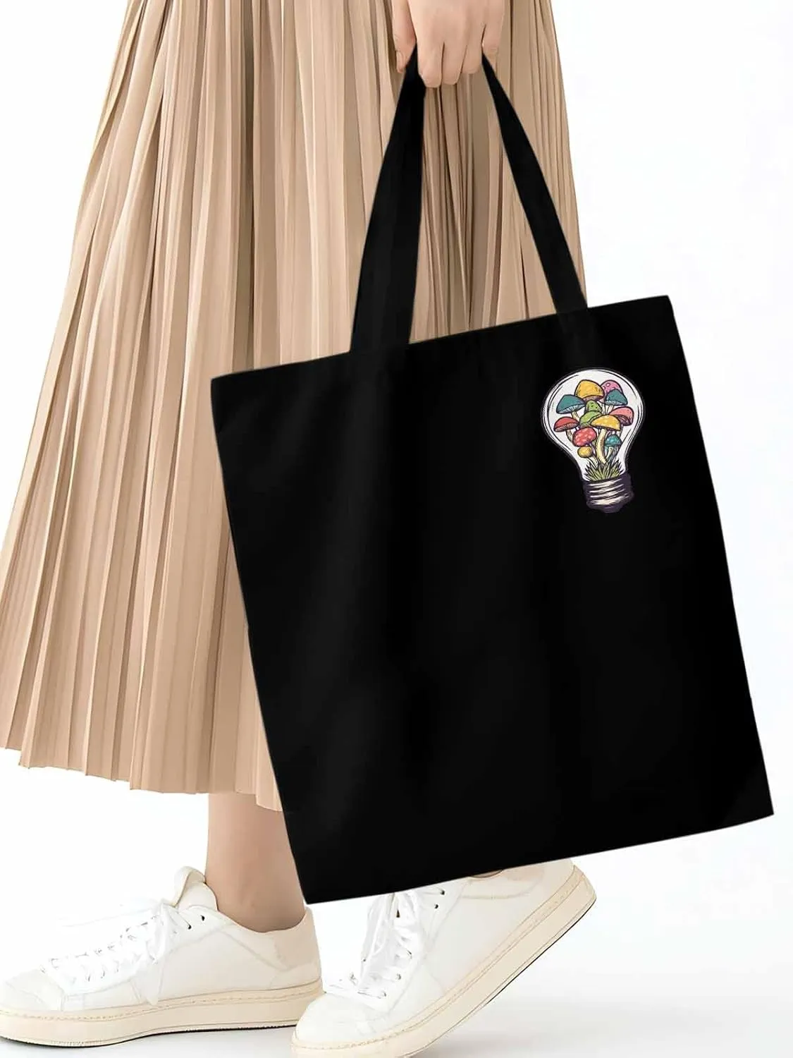 Canvas Tote Bag, Watercolor Light Bulbs patterned Canvas Tote Handbags for Women Shoulder Bag,