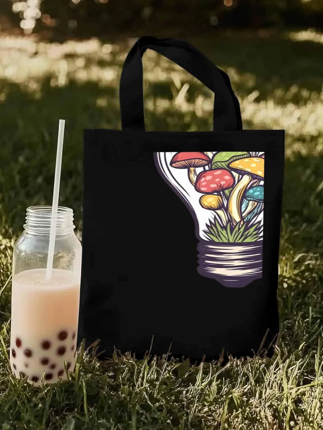 Canvas Tote Bag, Watercolor Light Bulbs patterned Canvas Tote Handbags for Women Shoulder Bag,