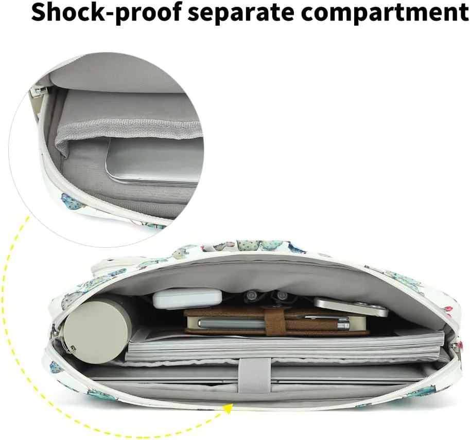 canvaslife 15-15.6 inch Laptop Shoulder Bag, for MacBook Pro 16, Hp Lenovo Dell 14 inch Waterproof Messenger Bag Case Sleeve (New cactus)