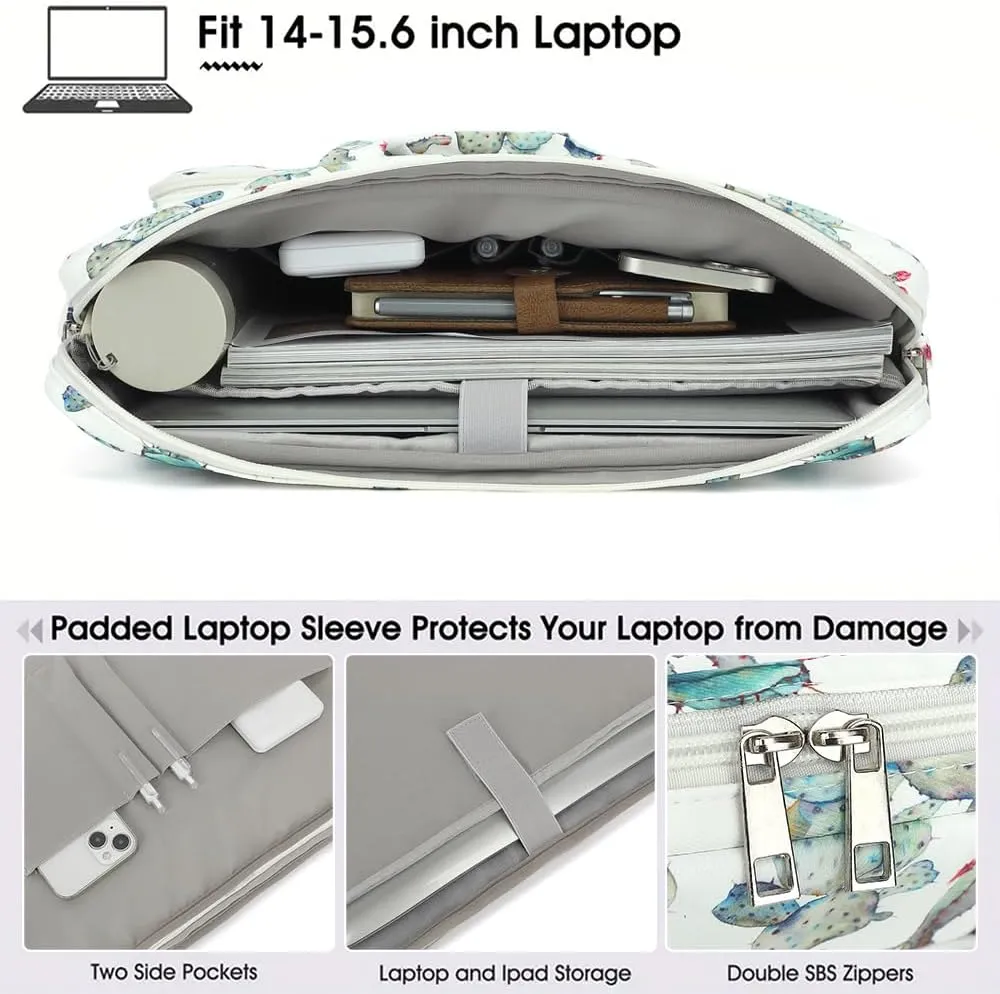canvaslife 15-15.6 inch Laptop Shoulder Bag, for MacBook Pro 16, Hp Lenovo Dell 14 inch Waterproof Messenger Bag Case Sleeve (New cactus)