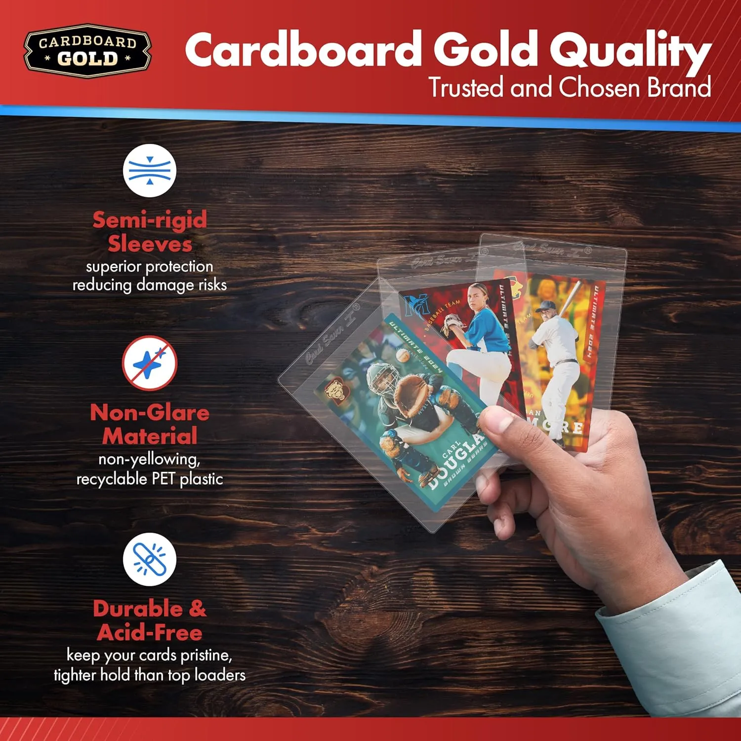 CARD SAVER 1-200 Count - Semi Rigid Card Holder, Trading Card Protectors - PSA-Approved Cardsaver for Baseball, Trading, Sports Cards - Card Sleeves, Binder, & Storage Box Compatible