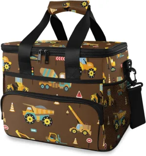 Cartoon Machinery Cars Lunch Box for Women Men Adults Insulated Lunch Bag Large Cooler Bag Lunchbox Reusable Lunch Tote Bag Boxes Containers for Work Picnic Hiking Beach Office Travel