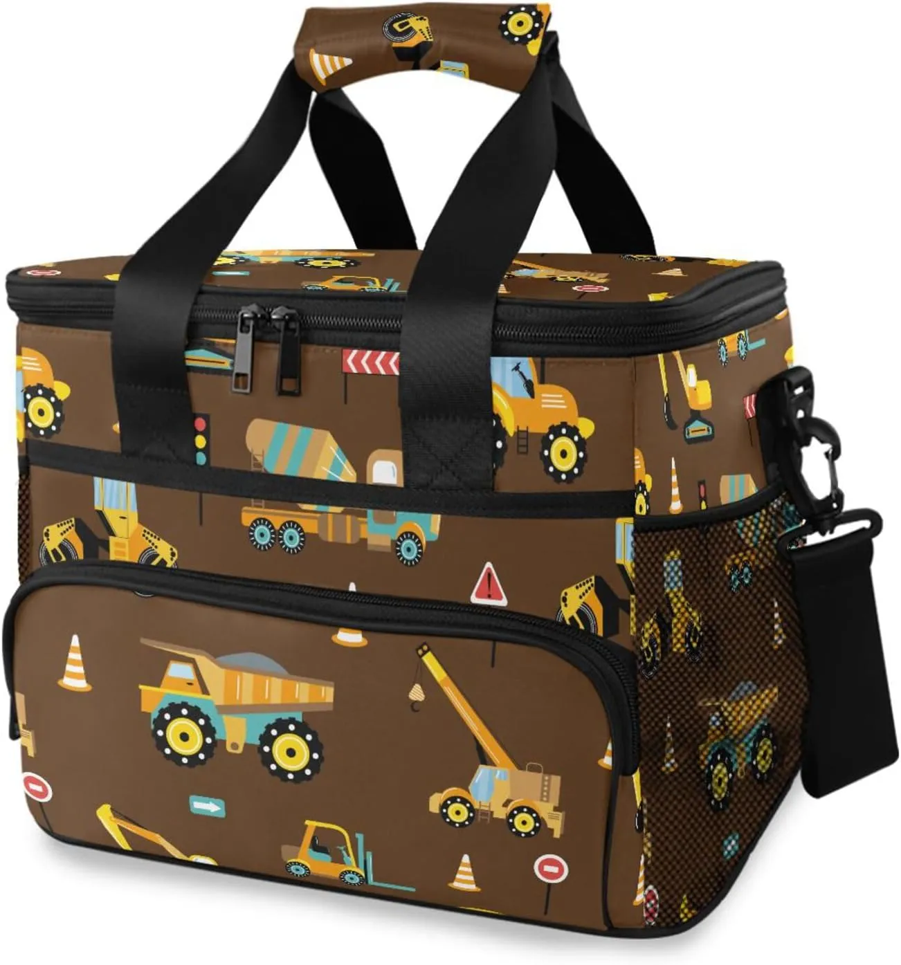 Cartoon Machinery Cars Lunch Box for Women Men Adults Insulated Lunch Bag Large Cooler Bag Lunchbox Reusable Lunch Tote Bag Boxes Containers for Work Picnic Hiking Beach Office Travel