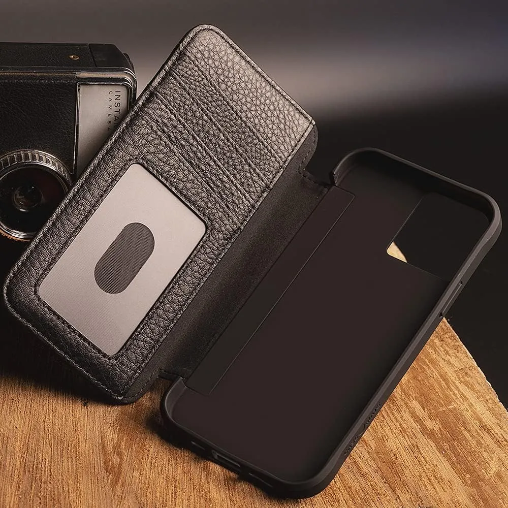 Case-Mate iPhone 13 Pro Max Case Wallet [10ft Drop Protection] [Compatible with MagSafe] Genuine Leather Black Phone Cover for iPhone 13 Pro Max with Landscape Stand and Card Holder