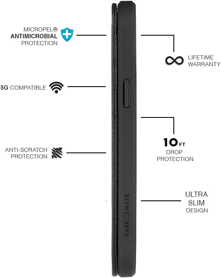 Case-Mate iPhone 13 Pro Max Case Wallet [10ft Drop Protection] [Compatible with MagSafe] Genuine Leather Black Phone Cover for iPhone 13 Pro Max with Landscape Stand and Card Holder