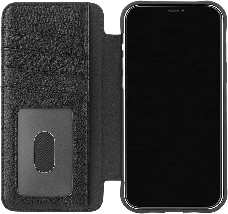 Case-Mate iPhone 13 Pro Max Case Wallet [10ft Drop Protection] [Compatible with MagSafe] Genuine Leather Black Phone Cover for iPhone 13 Pro Max with Landscape Stand and Card Holder
