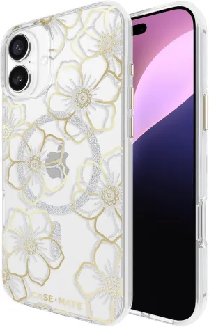 Case-Mate iPhone 16 Plus Case [Compatible with MagSafe] - Sparkly Floral Phone Case with 12ft Drop Protection - Premium Magnetic Cover for iPhone 16 Plus - Floral Gems