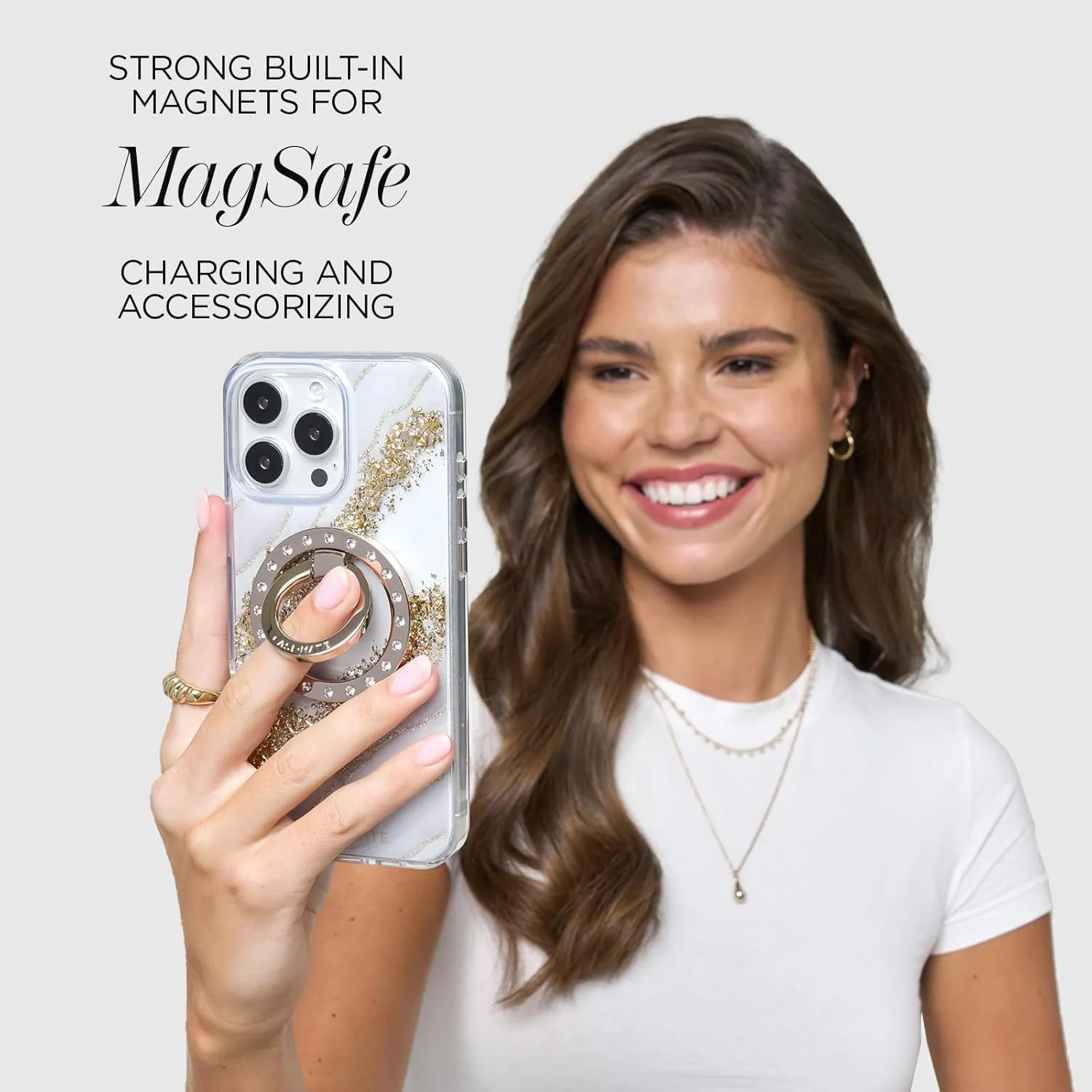 Case-Mate iPhone 16 Pro Case [Compatible with MagSafe] - Stylish Marble Phone Case with 12ft Drop Protection - Premium Magnetic Cover for iPhone 16 Pro - Karat Granite