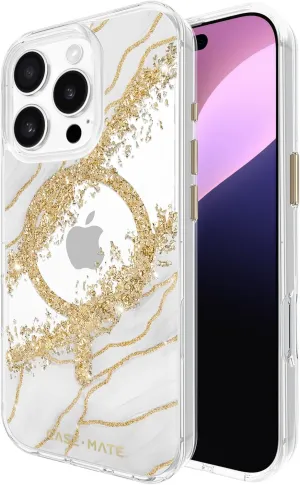 Case-Mate iPhone 16 Pro Case [Compatible with MagSafe] - Stylish Marble Phone Case with 12ft Drop Protection - Premium Magnetic Cover for iPhone 16 Pro - Karat Granite