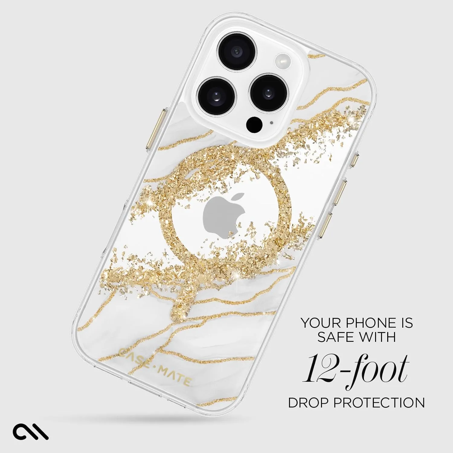 Case-Mate iPhone 16 Pro Case [Compatible with MagSafe] - Stylish Marble Phone Case with 12ft Drop Protection - Premium Magnetic Cover for iPhone 16 Pro - Karat Granite