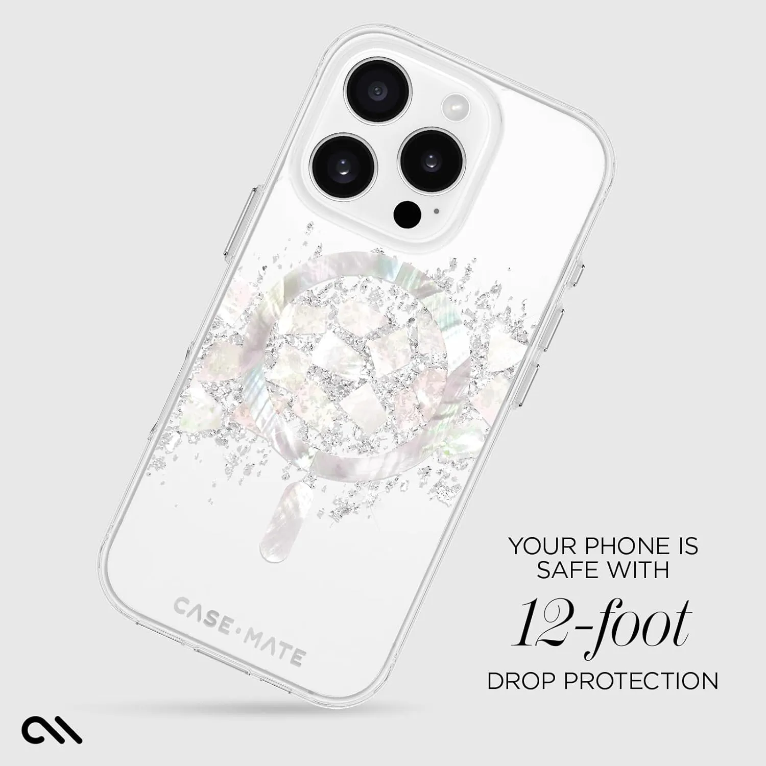 Case-Mate iPhone 16 Pro Case [Compatible with MagSafe] - Stylish Mother of Pearl Phone Case with 12ft Drop Protection - Premium Magnetic Cover for iPhone 16 Pro - Touch of Pearl