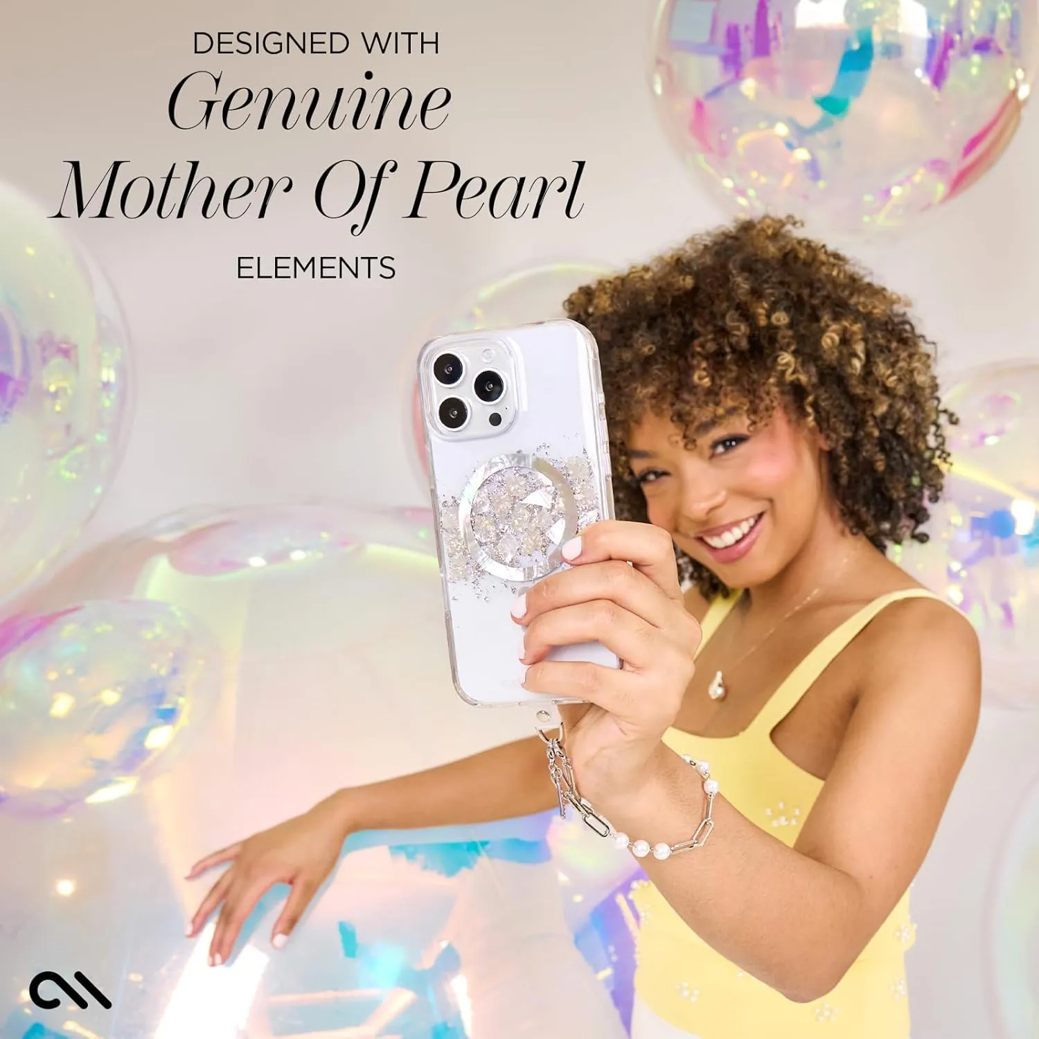 Case-Mate iPhone 16 Pro Case [Compatible with MagSafe] - Stylish Mother of Pearl Phone Case with 12ft Drop Protection - Premium Magnetic Cover for iPhone 16 Pro - Touch of Pearl