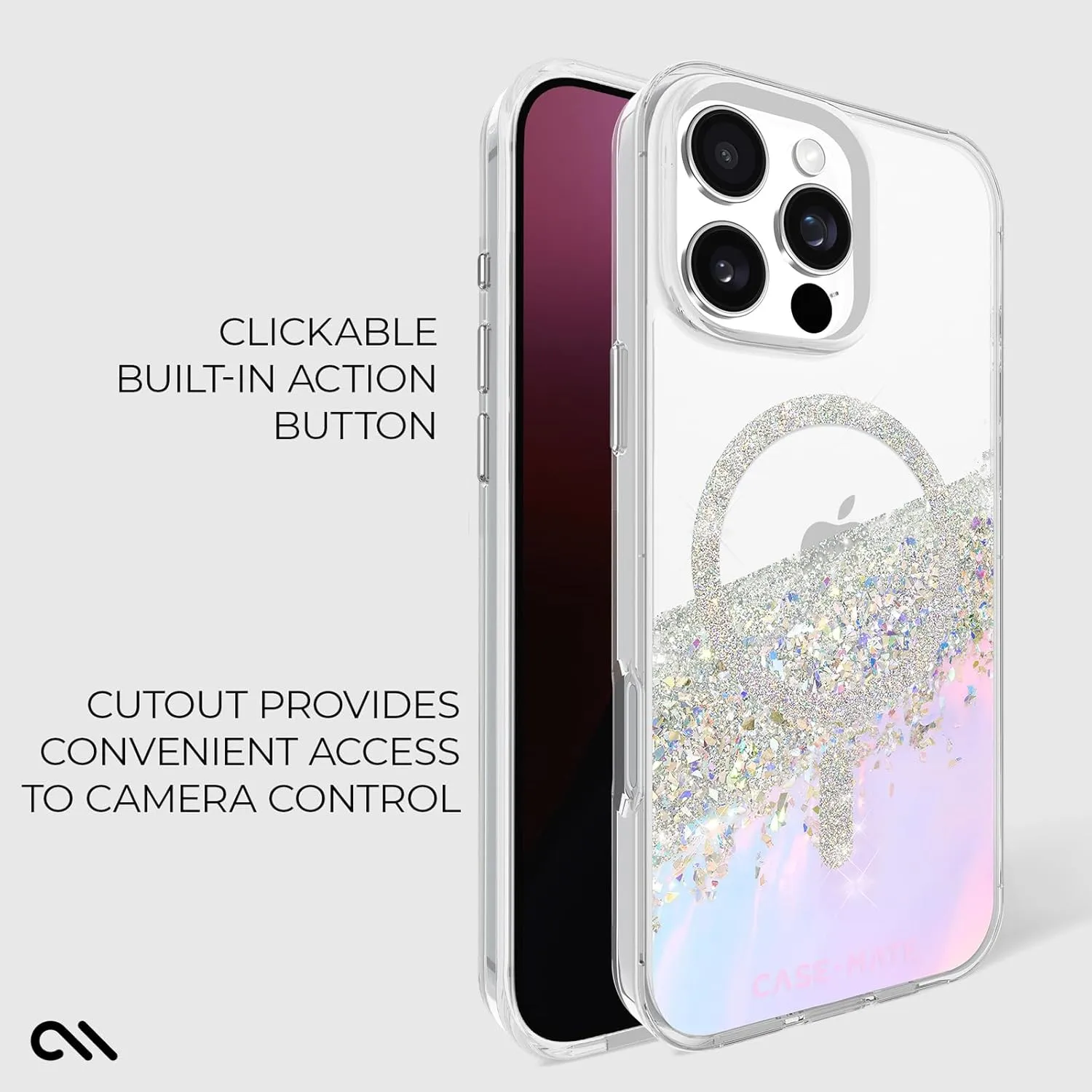 Case-Mate iPhone 16 Pro Max Case [Compatible with MagSafe] - Sparkly Holographic Phone Case with 12ft Drop Protection - Premium Magnetic Cover for iPhone 16 Pro Max - Karat Iridescent