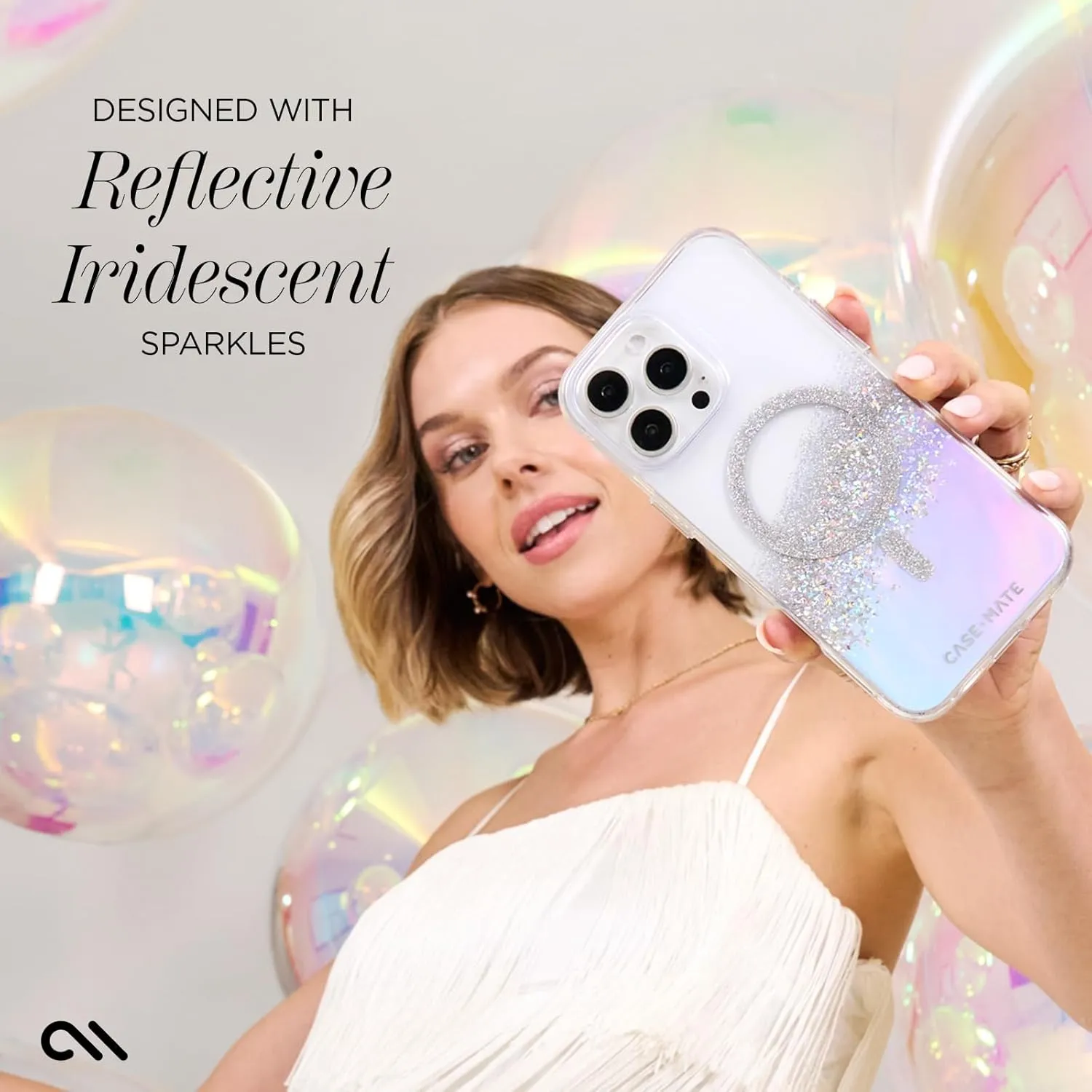 Case-Mate iPhone 16 Pro Max Case [Compatible with MagSafe] - Sparkly Holographic Phone Case with 12ft Drop Protection - Premium Magnetic Cover for iPhone 16 Pro Max - Karat Iridescent