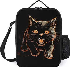 Cat with A Expression Lunch Bag for Women Men Lunch Box with Front Pocket Insulated Lunch Tote Bag for Office Work