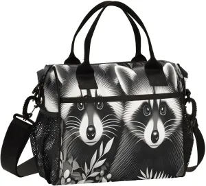 CEBUGI Three Raccoons Insulated Lunch Bag Leakproof Freezable Cooler Bag with Adjustable Shoulder Strap for Office Work Picnic Beach,M