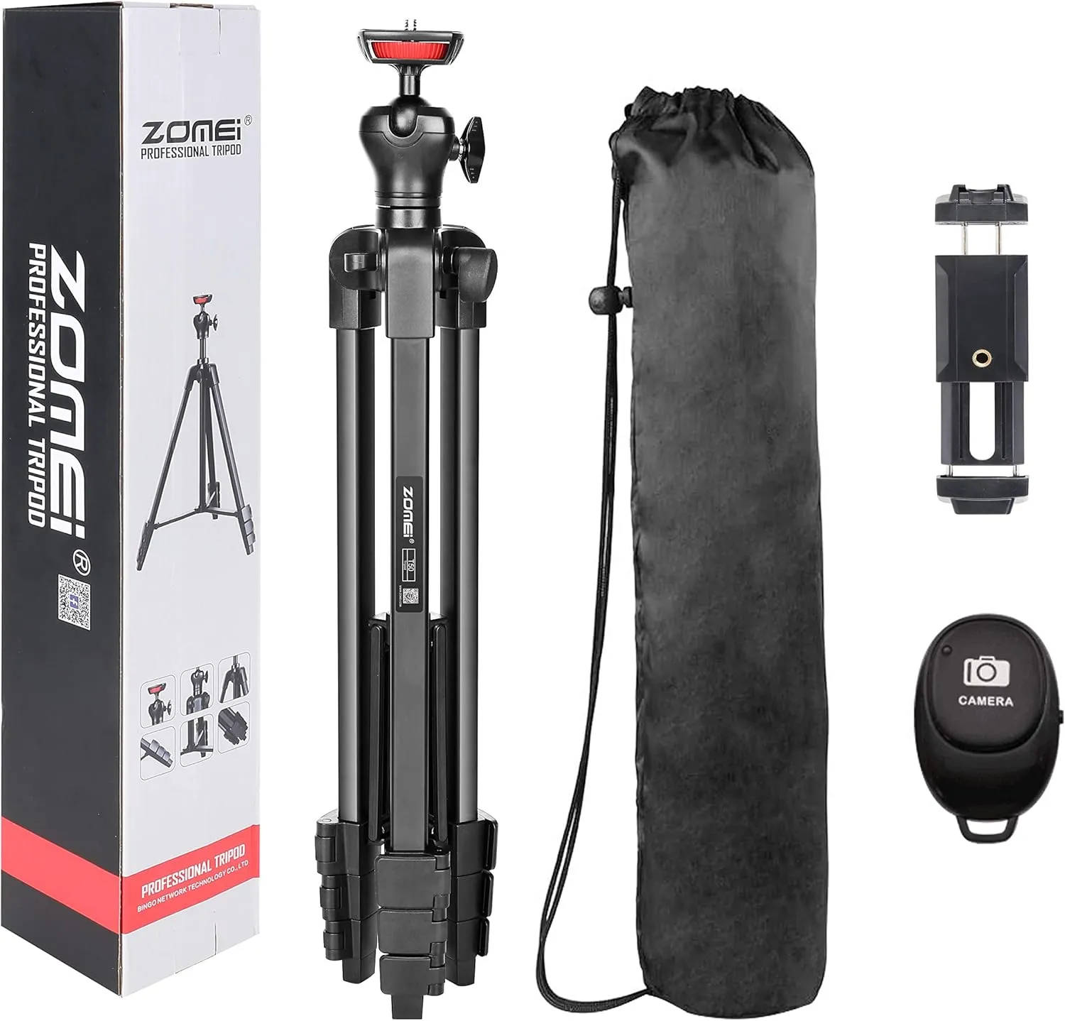 Cell Phone Tripod, 54“ Aluminum Travel Selfie Stick Phone Stand Tripod for iPhone and Android Cellphone & Camera with Shutter,Cellphone Tablet Holder,Upgrade Ball Head and Carrying Bag