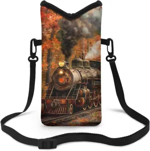 Cellphone Bag Shockproof Neoprene Small Crossbody Phone Pouch Portable Stylish Phone Sleeve Case with Adjustable Strap and Hook Loop Fastener, 4 X 8 Inch, Steam Train Maple Tree