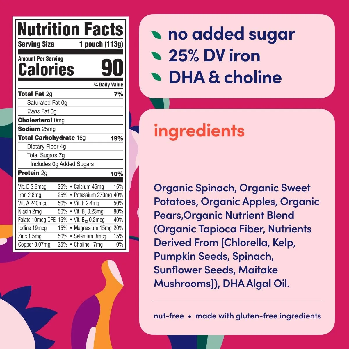 Cerebelly Baby Food Pouches – Organic Dairy Free Smoothies for Toddlers | No Added Sugar, Fiber, Non-GMO | Baby Smoothie Pouches | 4 Ounce BPA-Free Pouch | Spinach Strawberry Banana | 6 Count