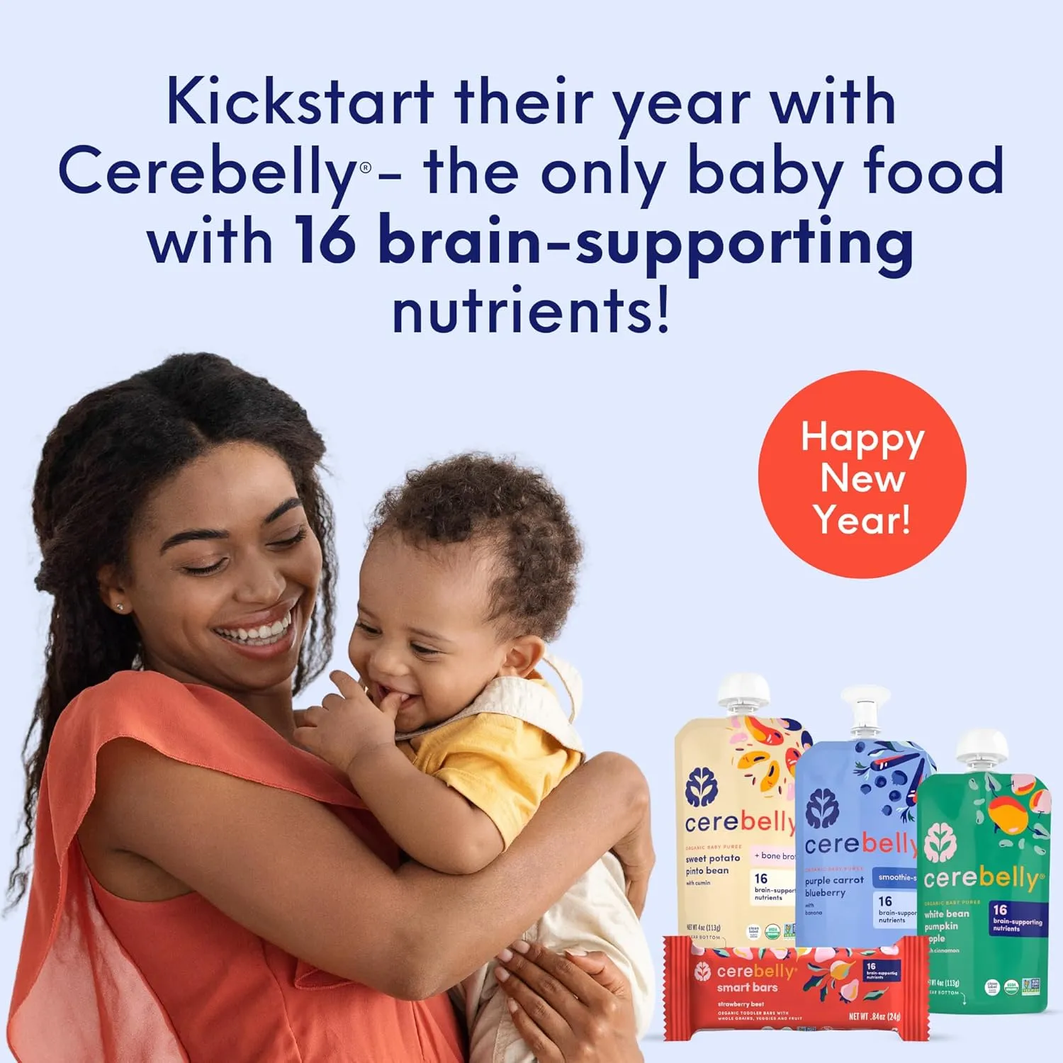 Cerebelly Organic Baby Food Pouches – Organic Veggie and Bean Purees for Toddlers Variety Pack| No Added Sugar, Fiber, Non-GMO | Blended Puree Pouches | 4 Ounce BPA-Free Baby Food | 4 Flavors | 8 Pack