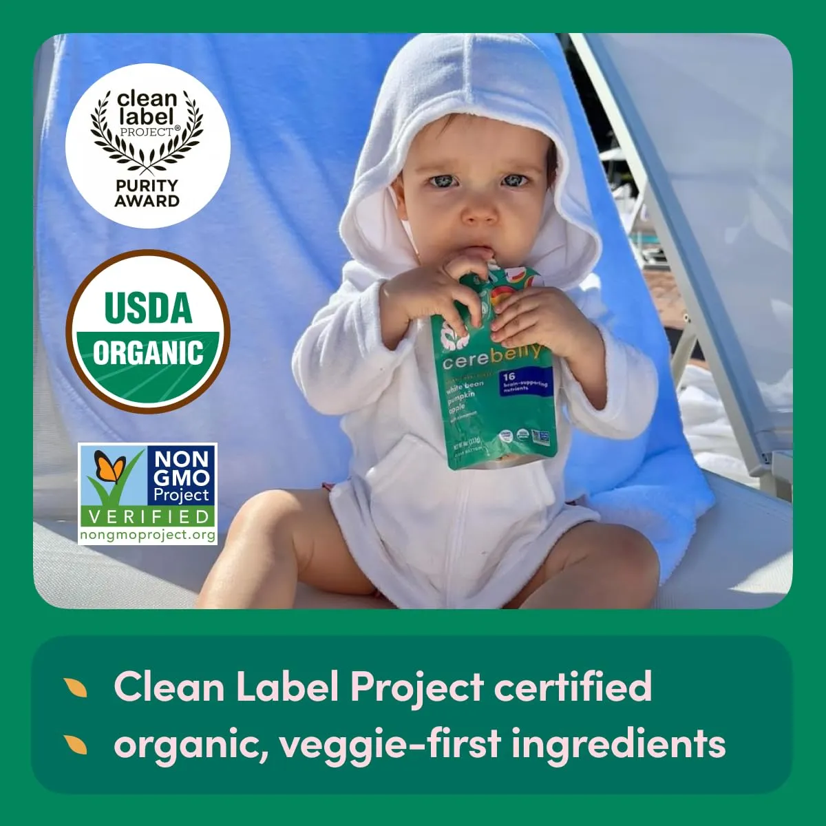 Cerebelly Organic Baby Food Pouches – Organic Veggie Purees for Toddlers | No Added Sugar, Fiber, Non-GMO | Blended Toddler Pouches | 4 Ounce BPA-Free Pouch | White Bean Pumpkin Apple | 6 Count