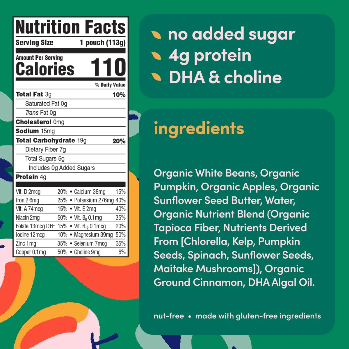 Cerebelly Organic Baby Food Pouches – Organic Veggie Purees for Toddlers | No Added Sugar, Fiber, Non-GMO | Blended Toddler Pouches | 4 Ounce BPA-Free Pouch | White Bean Pumpkin Apple | 6 Count