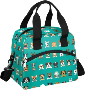 cfpolar Insulated Lunch Bag for Women Cute Colorful Dogs Lunch Box Reusable Leakproof Meal Prep Lunch Bag Cooler Tote Bag with Removable Adjustable Shoulder Strap for Travel Picnic Work