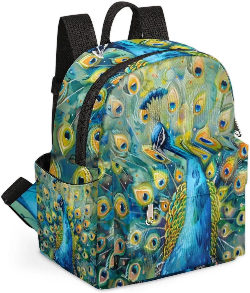 cfpolar Mini Backpack Purse for Women, Beautiful Peacock Vibrant Feathers Small Backpack Multi Functional Casual Daypack Soft Shoulder Bag Handbags for Ladies Travel Work