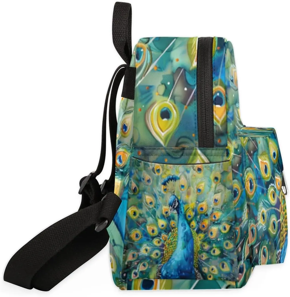 cfpolar Mini Backpack Purse for Women, Beautiful Peacock Vibrant Feathers Small Backpack Multi Functional Casual Daypack Soft Shoulder Bag Handbags for Ladies Travel Work