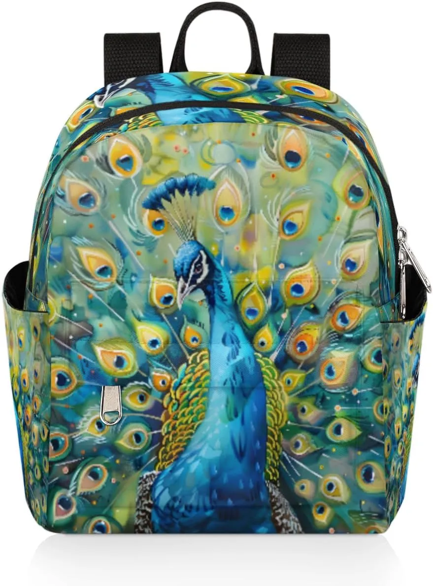 cfpolar Mini Backpack Purse for Women, Beautiful Peacock Vibrant Feathers Small Backpack Multi Functional Casual Daypack Soft Shoulder Bag Handbags for Ladies Travel Work