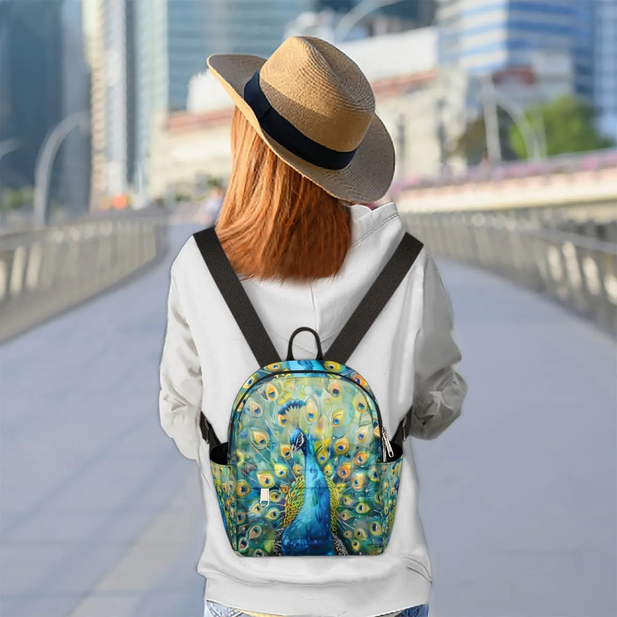 cfpolar Mini Backpack Purse for Women, Beautiful Peacock Vibrant Feathers Small Backpack Multi Functional Casual Daypack Soft Shoulder Bag Handbags for Ladies Travel Work