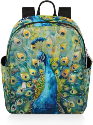 cfpolar Mini Backpack Purse for Women, Beautiful Peacock Vibrant Feathers Small Backpack Multi Functional Casual Daypack Soft Shoulder Bag Handbags for Ladies Travel Work