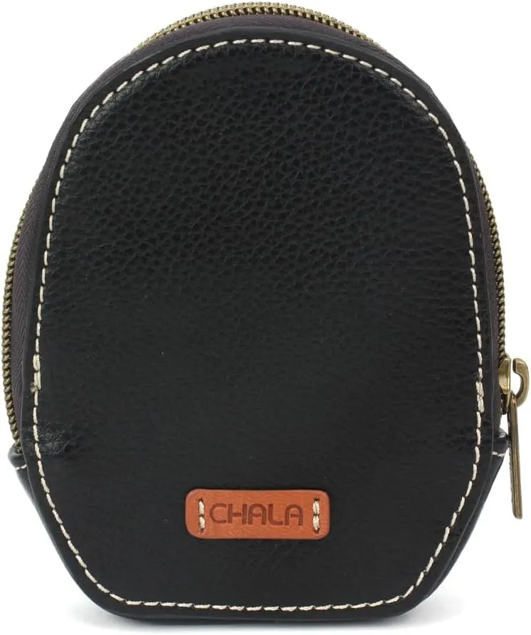 CHALA Mini Coin Purse Keychain - Women's RFID Protected Card Holder and Coin Purse Accessory - Pawprint - black