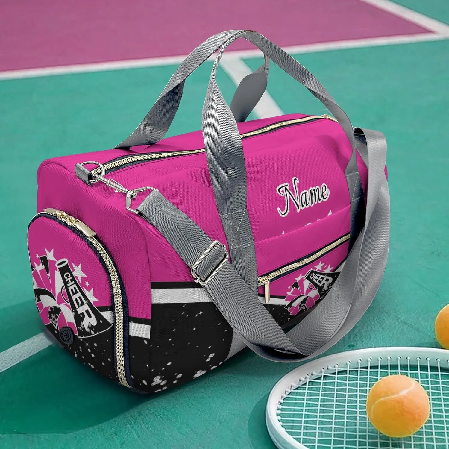 Cheer Cheerleader Personalized Duffel Bag Customized Yoga Bags with Name Travel Duffel Bag Shoulder Bag Rose Madder Weekender Bags with Shoe Compartments
