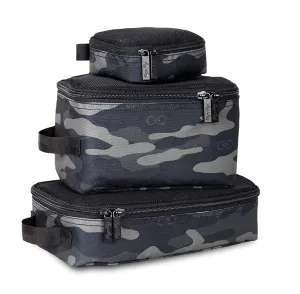 Chelsea   Cole for Itzy Ritzy Packing Cubes – Set of 3 Camo Packing Cubes or Travel Organizers; Each Cube Features a Mesh Top, Double Zippers and a Fabric Handle; Camo
